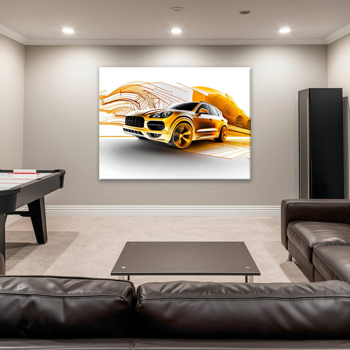 Porsche Cayenne Golden Canvas Print – Luxury Automotive Wall Art Cars