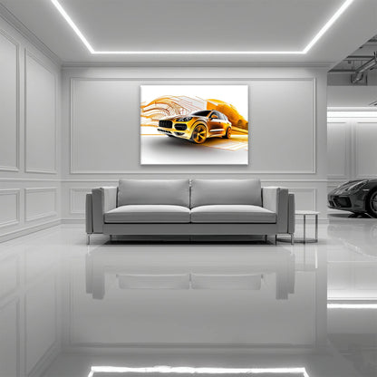 Porsche Cayenne Golden Canvas Print – Luxury Automotive Wall Art Cars