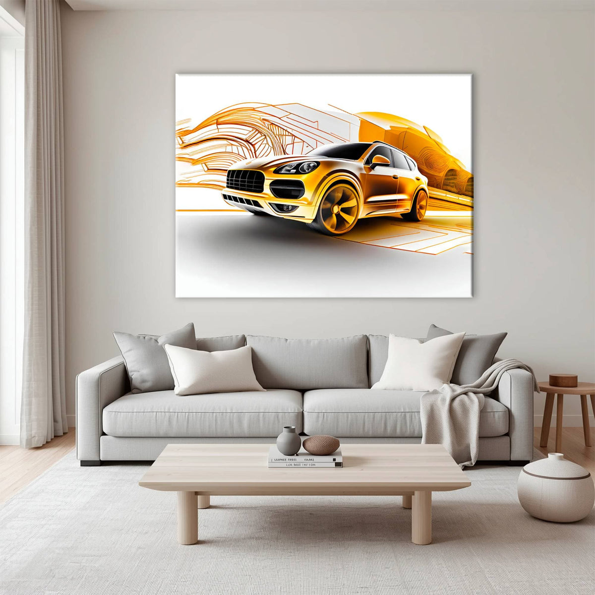 Porsche Cayenne Golden Canvas Print – Luxury Automotive Wall Art Cars