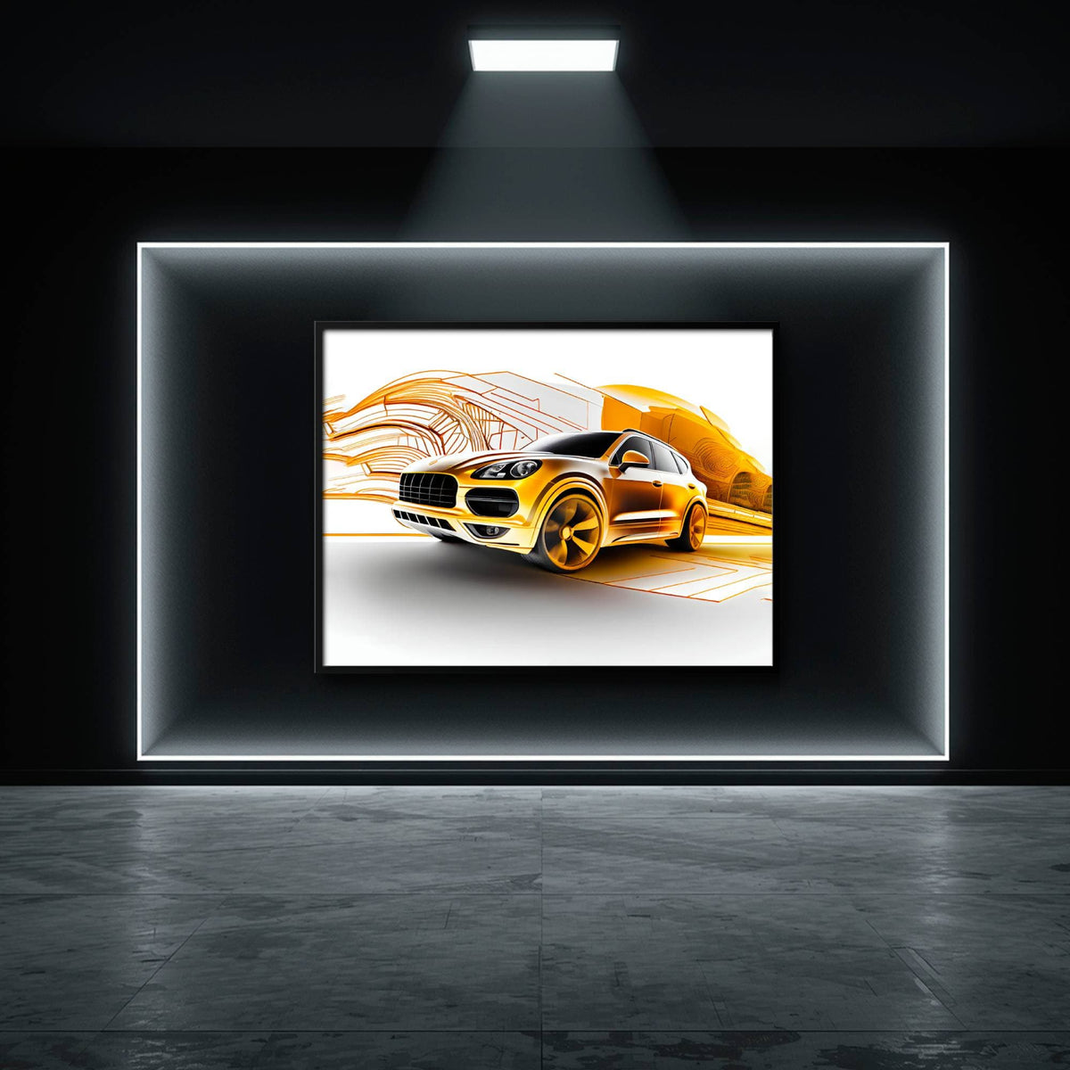 Porsche Cayenne Golden Canvas Print – Luxury Automotive Wall Art Cars