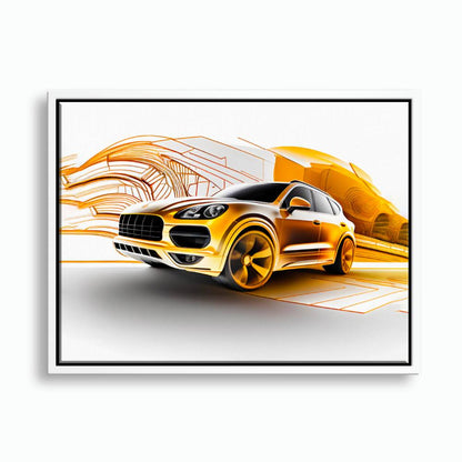 Porsche Cayenne Golden Canvas Print – Luxury Automotive Wall Art Cars