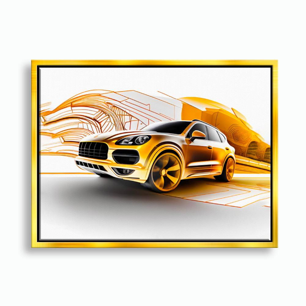 Porsche Cayenne Golden Canvas Print – Luxury Automotive Wall Art Cars