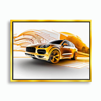 Porsche Cayenne Golden Canvas Print – Luxury Automotive Wall Art Cars