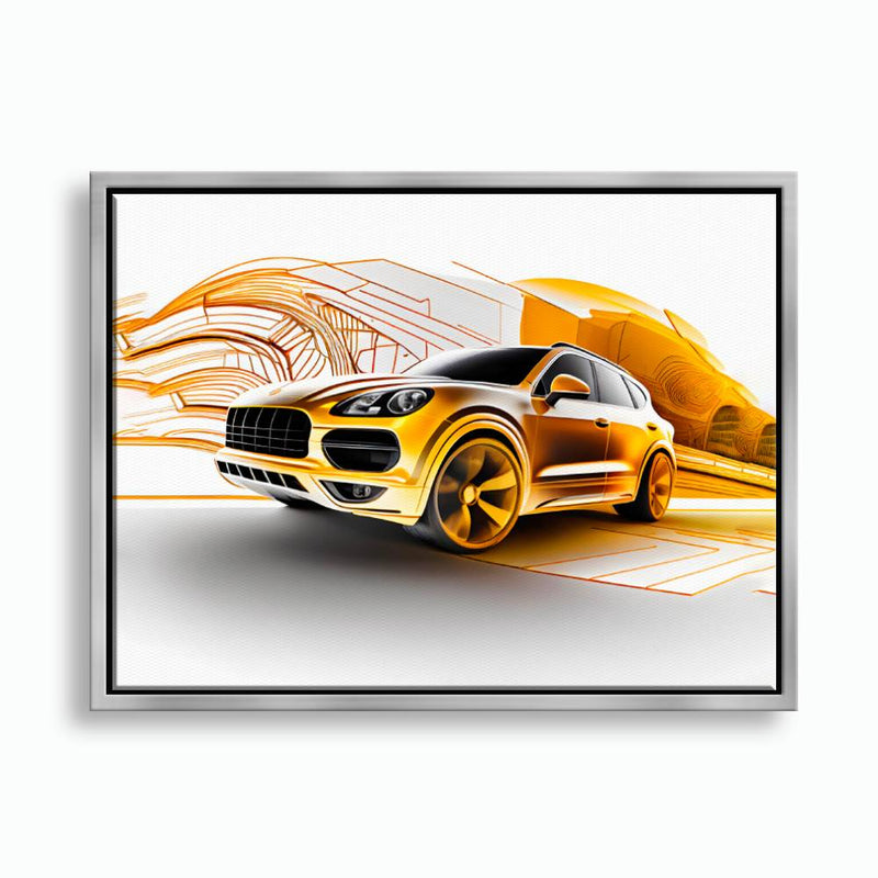 Porsche Cayenne Golden Canvas Print – Luxury Automotive Wall Art Cars