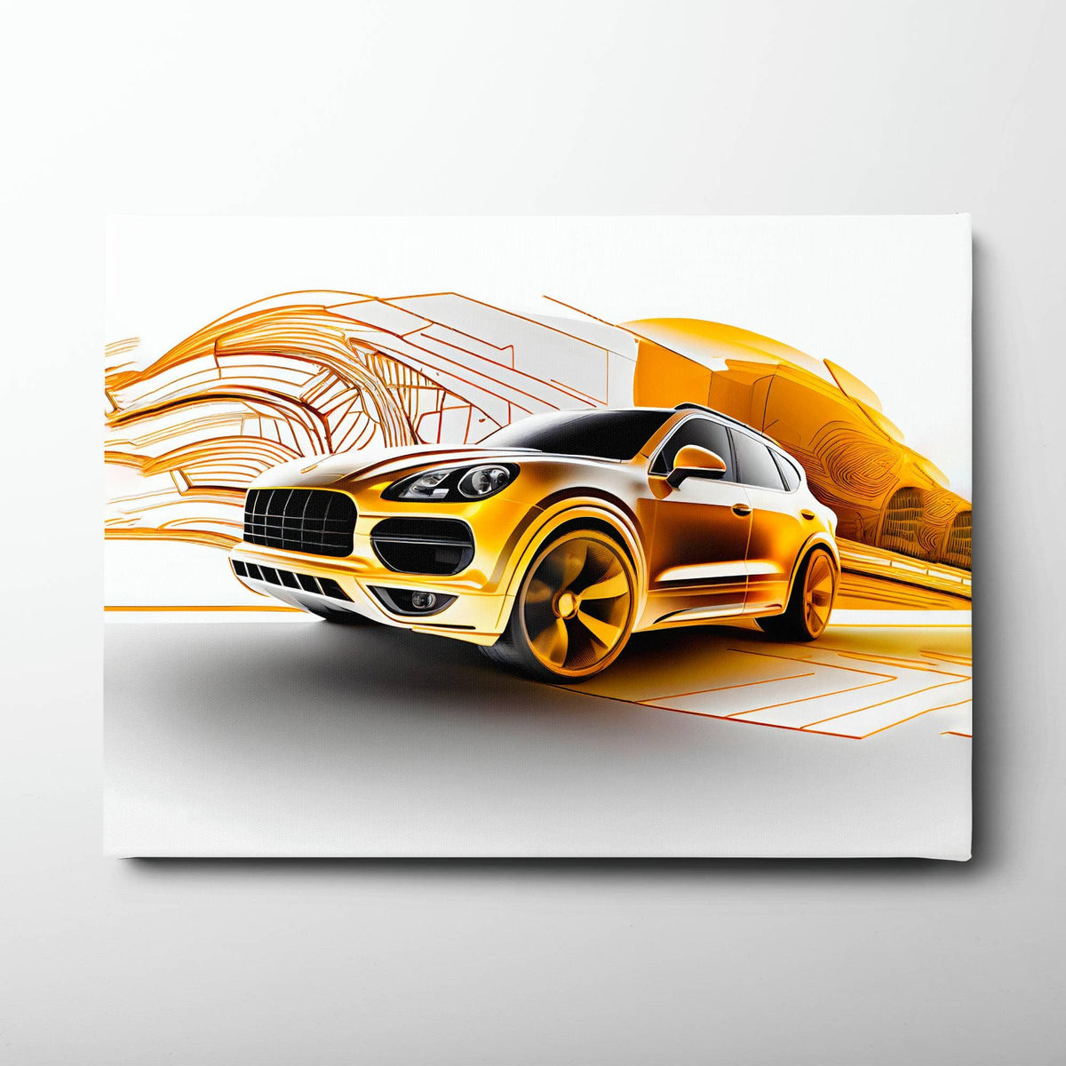 Porsche Cayenne Golden Canvas Print – Luxury Automotive Wall Art Cars
