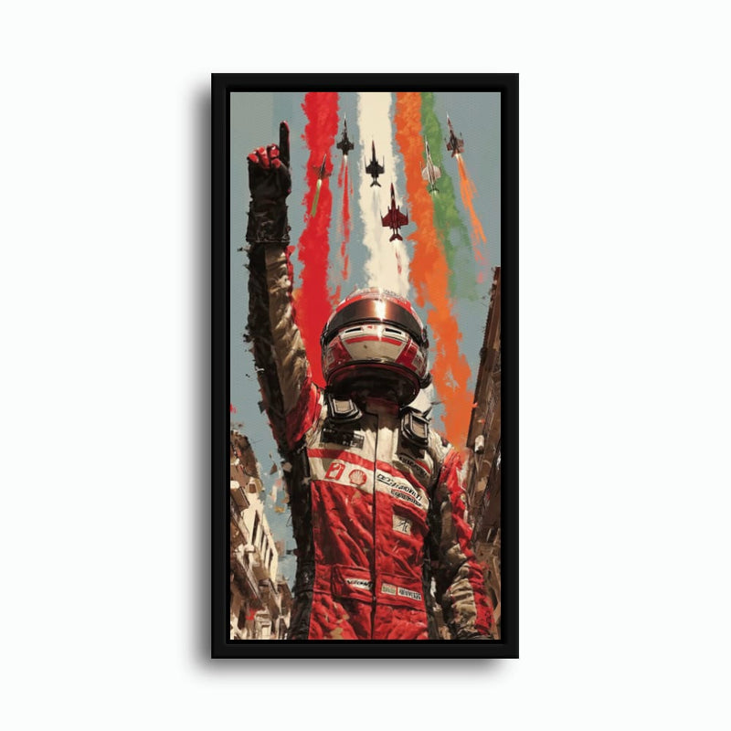 Racing Driver Victory Run Wall Art – Motorsport Champion Canvas Print Cars