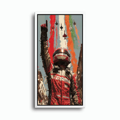 Racing Driver Victory Run Wall Art – Motorsport Champion Canvas Print Cars