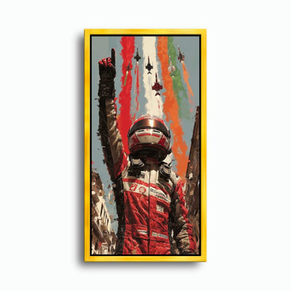 Racing Driver Victory Run Wall Art – Motorsport Champion Canvas Print Cars
