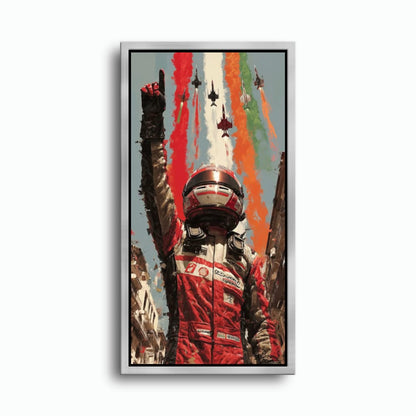 Racing Driver Victory Run Wall Art – Motorsport Champion Canvas Print Cars