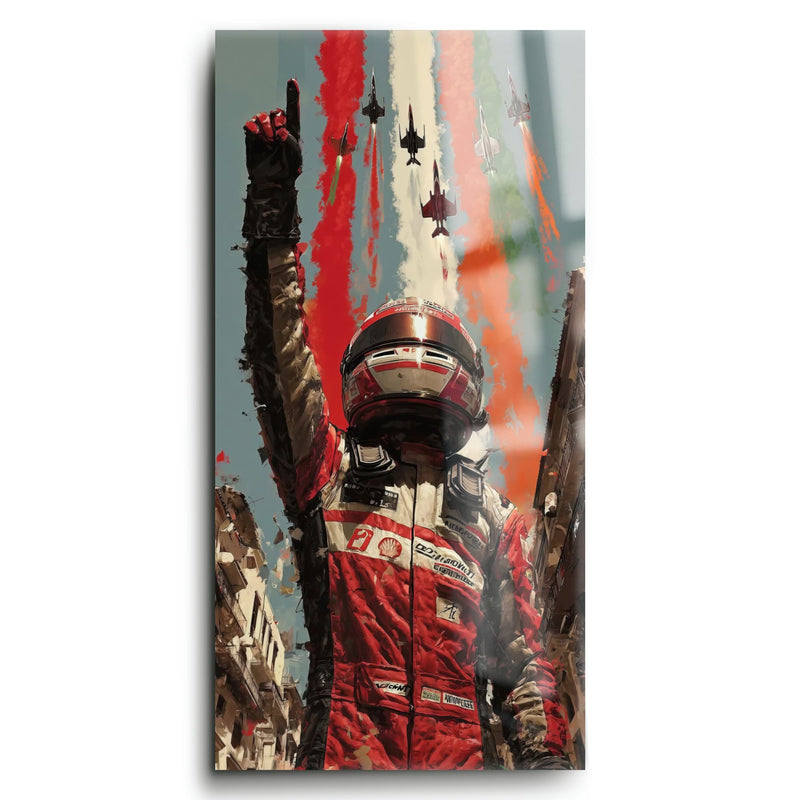 Racing Driver Victory Run Wall Art – Motorsport Champion Canvas Print Cars