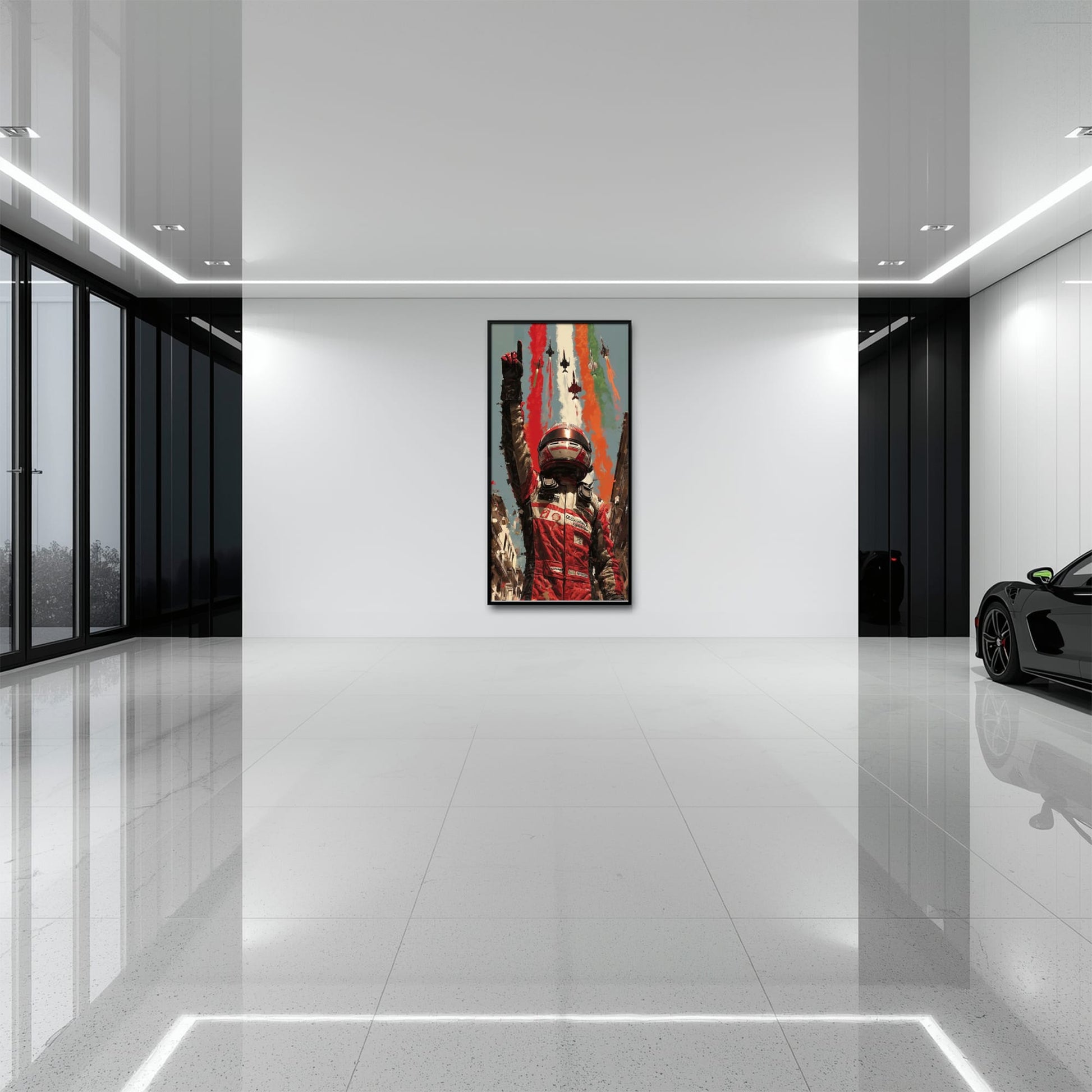 Racing Driver Victory Run Wall Art – Motorsport Champion Canvas Print Cars