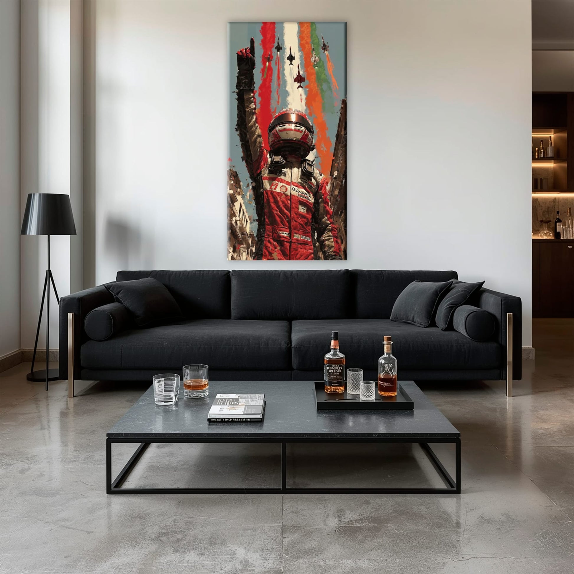 Racing Driver Victory Run Wall Art – Motorsport Champion Canvas Print Cars
