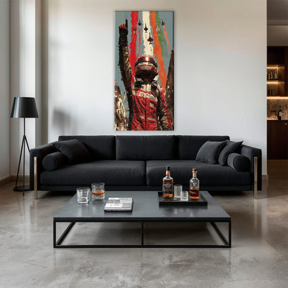 Racing Driver Victory Run Wall Art – Motorsport Champion Canvas Print Cars