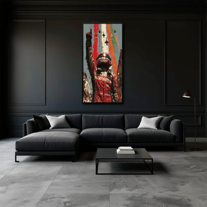 Racing Driver Victory Run Wall Art – Motorsport Champion Canvas Print Cars