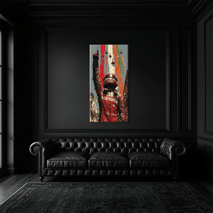 Racing Driver Victory Run Wall Art – Motorsport Champion Canvas Print Cars