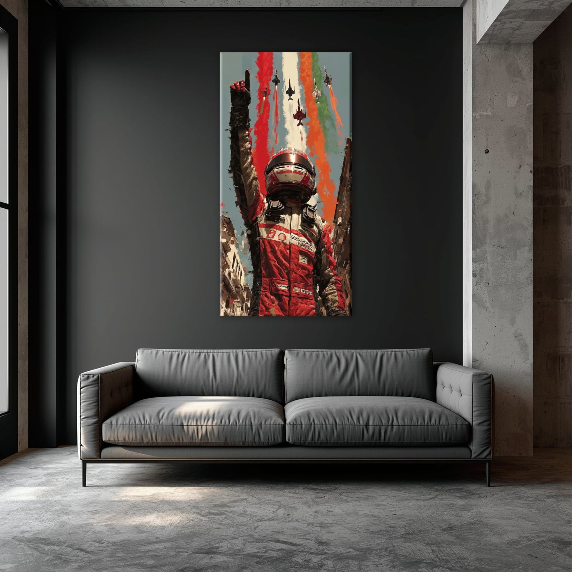 Racing Driver Victory Run Wall Art – Motorsport Champion Canvas Print Cars