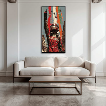Racing Driver Victory Run Wall Art – Motorsport Champion Canvas Print Cars
