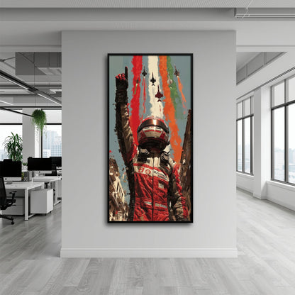 Racing Driver Victory Run Wall Art – Motorsport Champion Canvas Print Cars