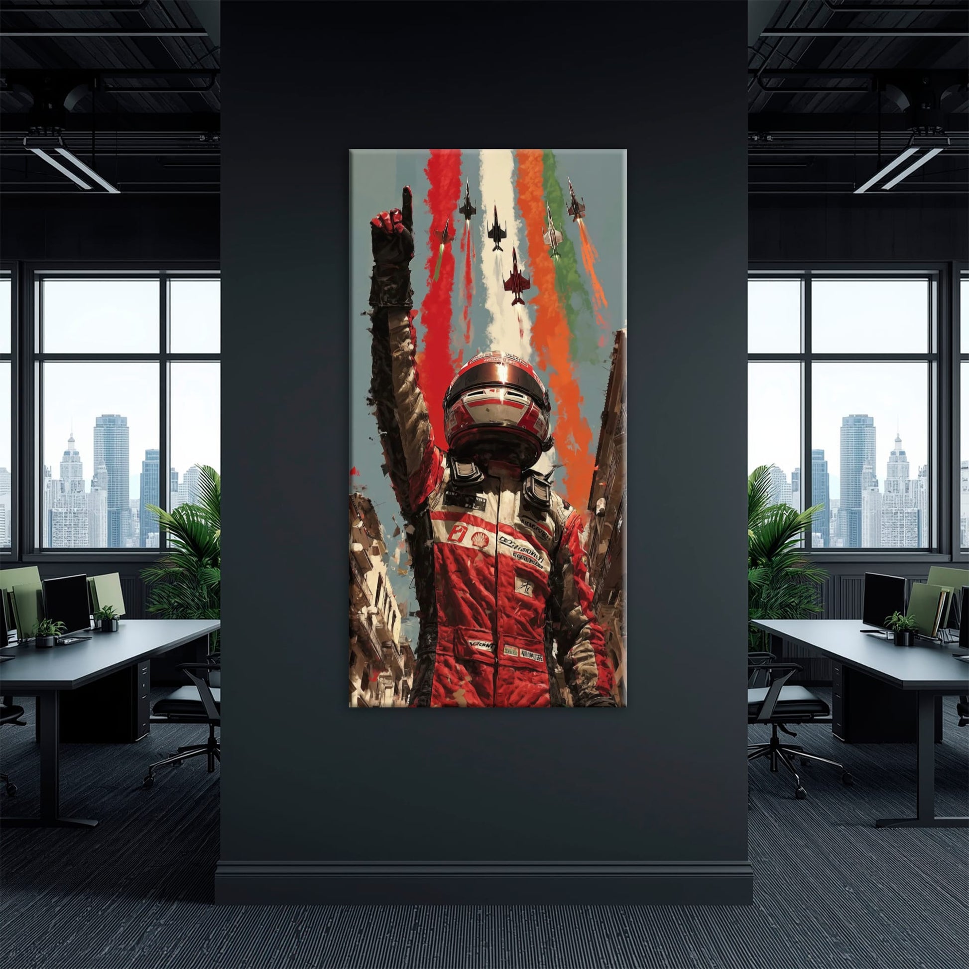 Racing Driver Victory Run Wall Art – Motorsport Champion Canvas Print Cars