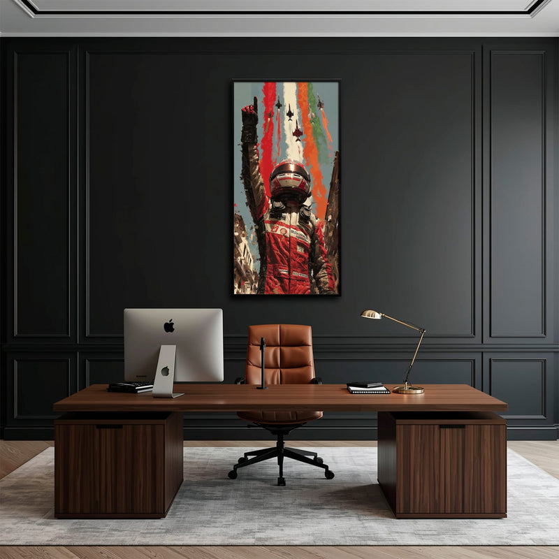 Racing Driver Victory Run Wall Art – Motorsport Champion Canvas Print Cars