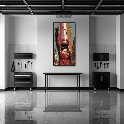 Racing Driver Victory Run Wall Art – Motorsport Champion Canvas Print Cars