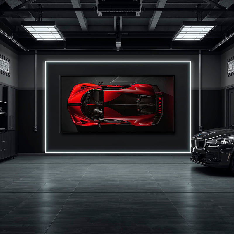 Bugatti Chiron Crimson Overdrive Wall Art – Red Hypercar Canvas Print Cars