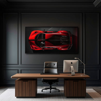 Bugatti Chiron Crimson Overdrive Wall Art – Red Hypercar Canvas Print Cars