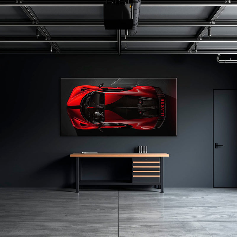 Bugatti Chiron Crimson Overdrive Wall Art – Red Hypercar Canvas Print Cars
