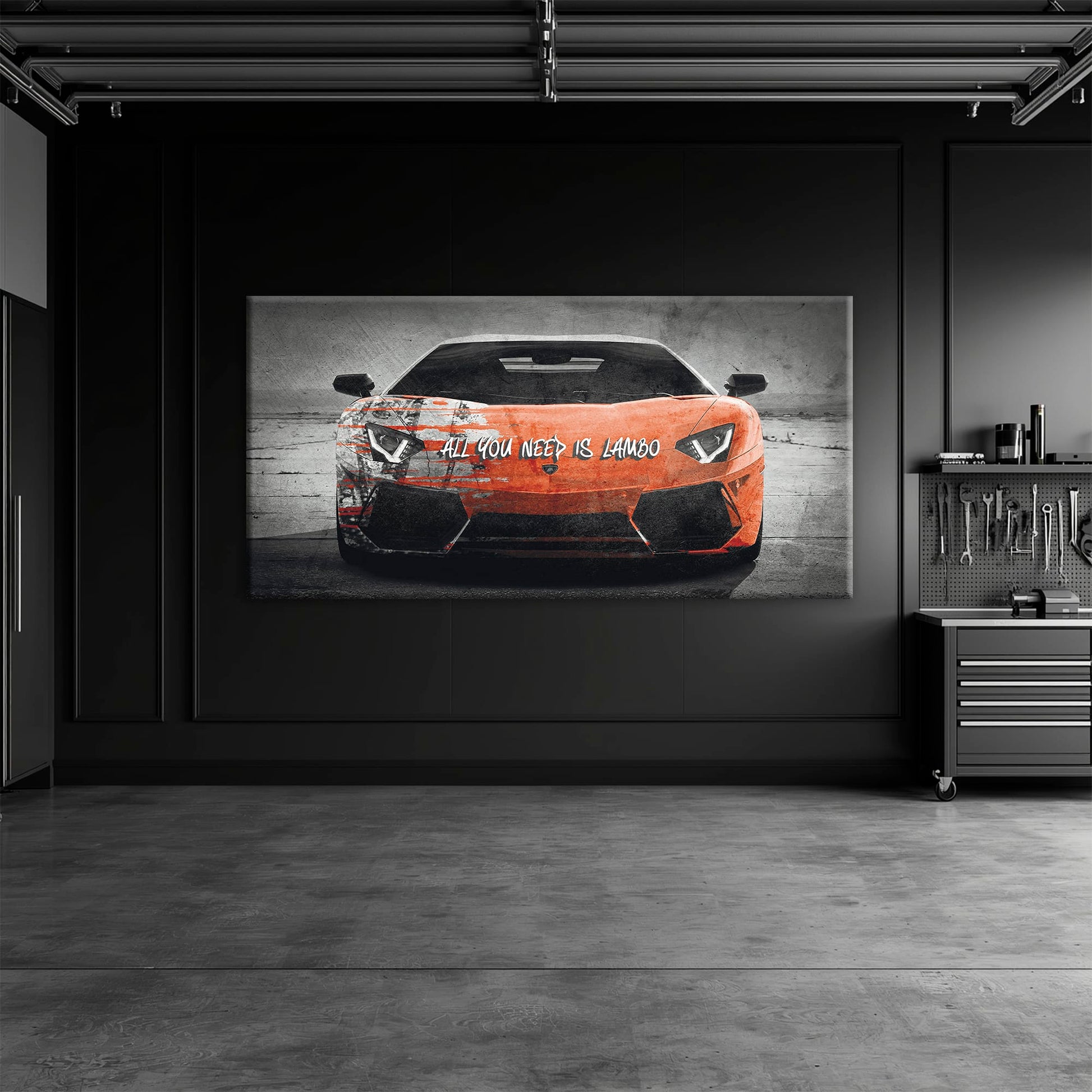 Red Lamborghini Aventador Wall Art  | Graffiti Lambo Canvas Print Cars