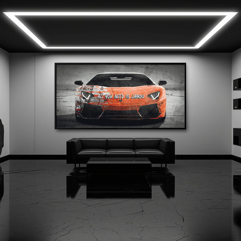 Red Lamborghini Aventador Wall Art  | Graffiti Lambo Canvas Print Cars