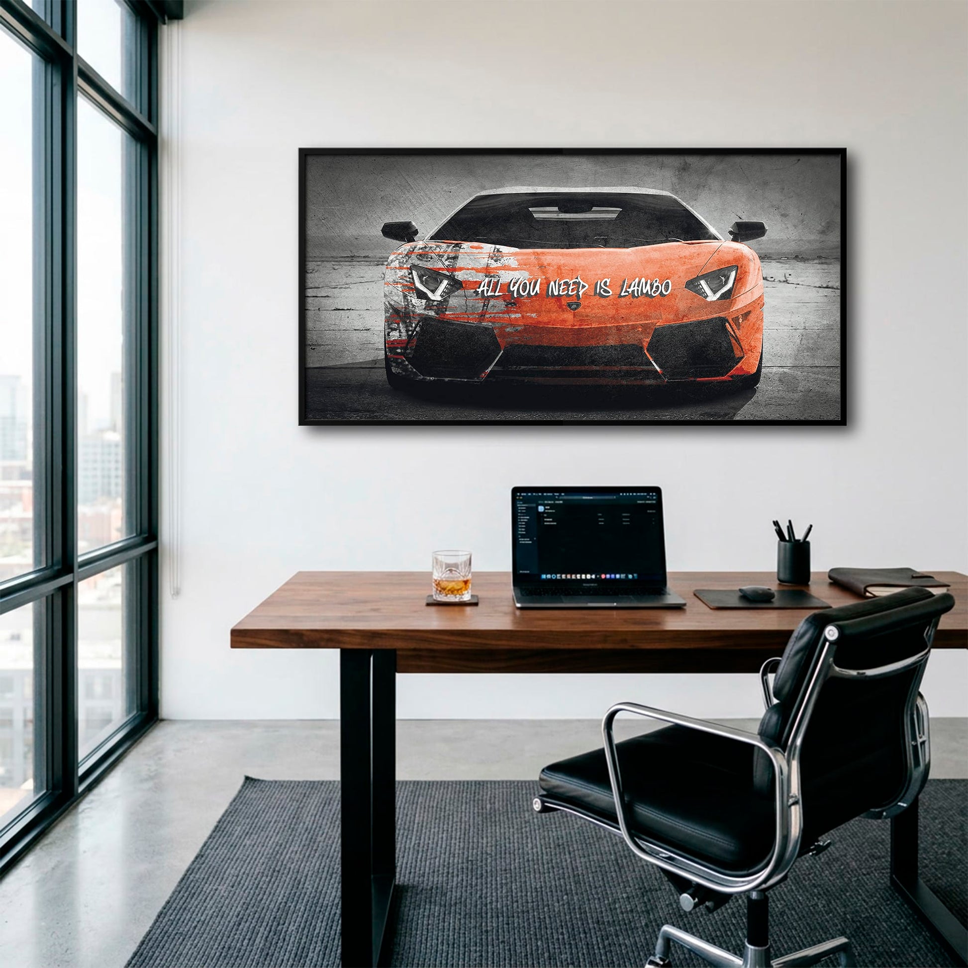 Red Lamborghini Aventador Wall Art  | Graffiti Lambo Canvas Print Cars