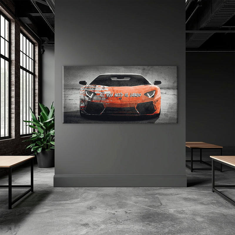 Red Lamborghini Aventador Wall Art  | Graffiti Lambo Canvas Print Cars