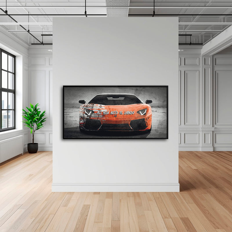 Red Lamborghini Aventador Wall Art  | Graffiti Lambo Canvas Print Cars