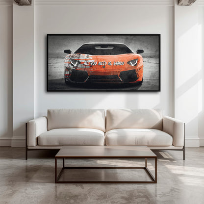 Red Lamborghini Aventador Wall Art  | Graffiti Lambo Canvas Print Cars