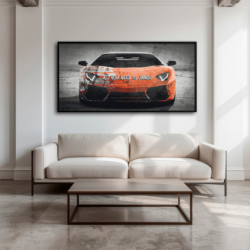 Red Lamborghini Aventador Wall Art  | Graffiti Lambo Canvas Print Cars