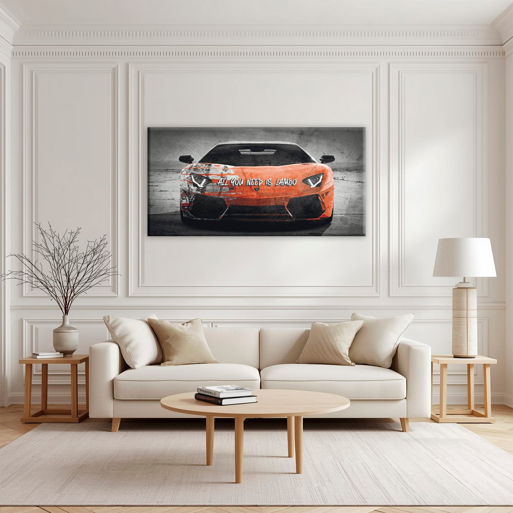 Red Lamborghini Aventador Wall Art  | Graffiti Lambo Canvas Print Cars