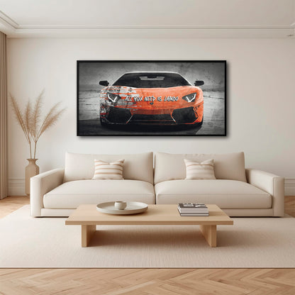 Red Lamborghini Aventador Wall Art  | Graffiti Lambo Canvas Print Cars