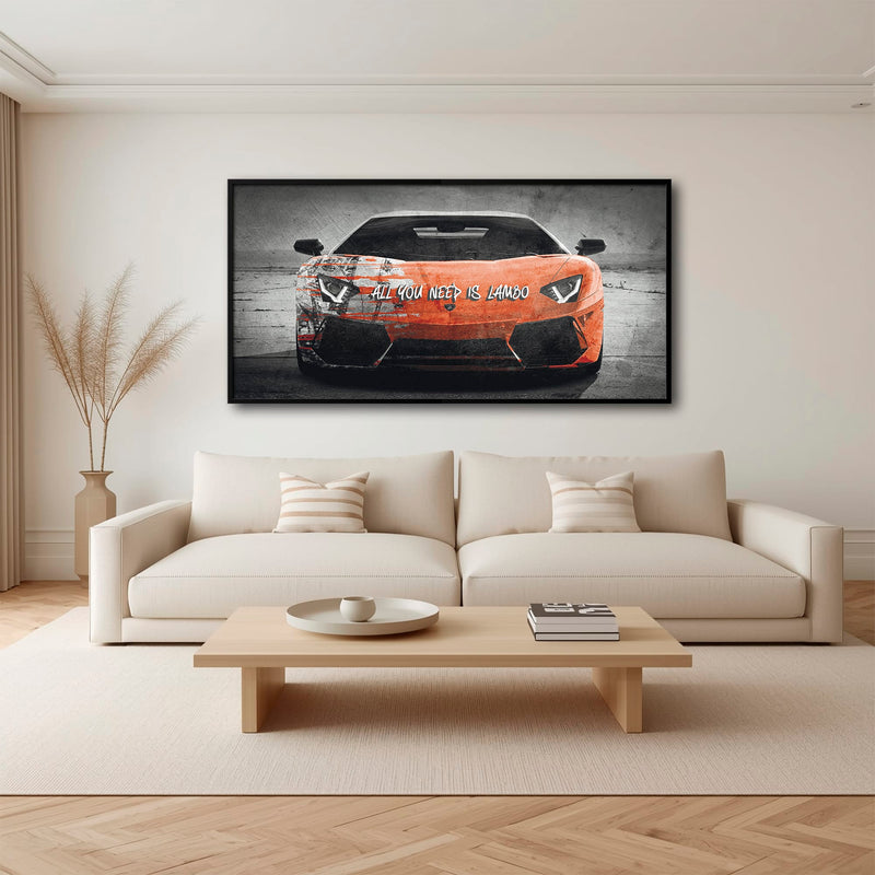 Red Lamborghini Aventador Wall Art  | Graffiti Lambo Canvas Print Cars