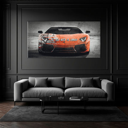 Red Lamborghini Aventador Wall Art  | Graffiti Lambo Canvas Print Cars