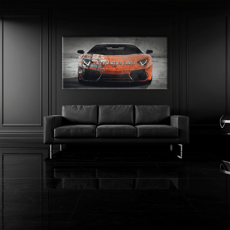 Red Lamborghini Aventador Wall Art  | Graffiti Lambo Canvas Print Cars