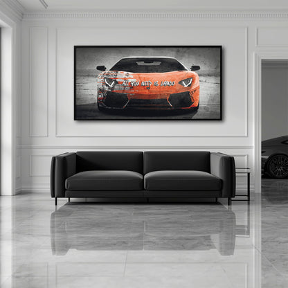 Red Lamborghini Aventador Wall Art  | Graffiti Lambo Canvas Print Cars