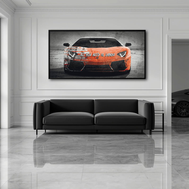 Red Lamborghini Aventador Wall Art  | Graffiti Lambo Canvas Print Cars