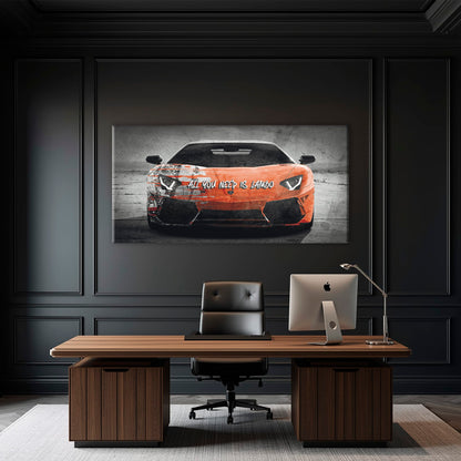 Red Lamborghini Aventador Wall Art  | Graffiti Lambo Canvas Print Cars