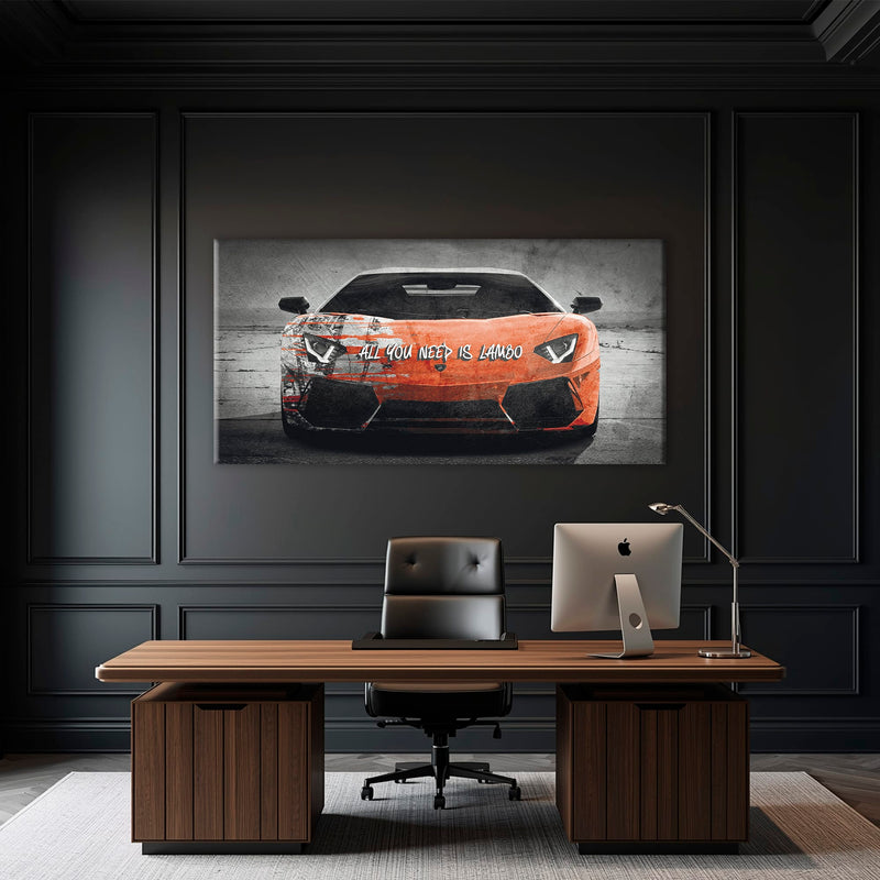 Red Lamborghini Aventador Wall Art  | Graffiti Lambo Canvas Print Cars