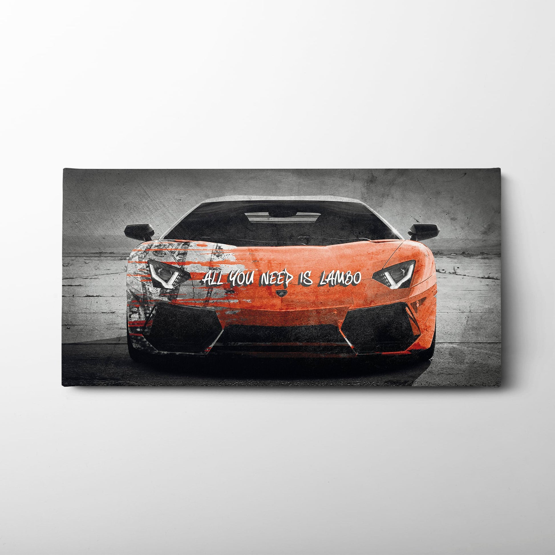 Red Lamborghini Aventador Wall Art  | Graffiti Lambo Canvas Print Cars