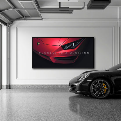 Lamborghini Red Wall Art | Automotive Decor |Motivational Canvas Print Cars