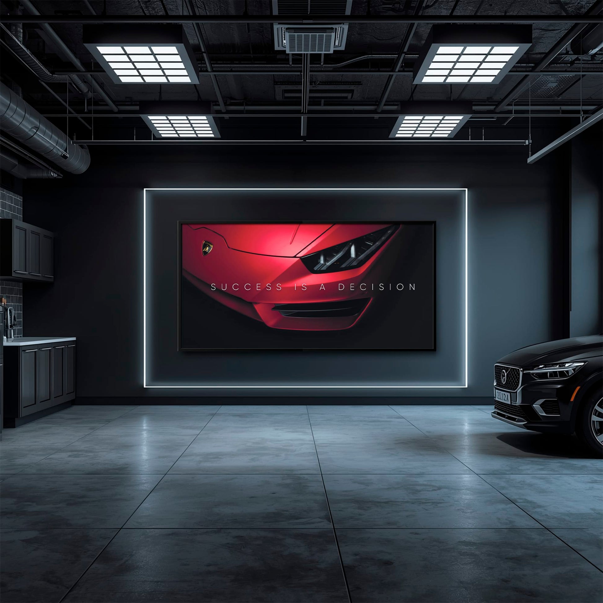 Lamborghini Red Wall Art | Automotive Decor |Motivational Canvas Print Cars