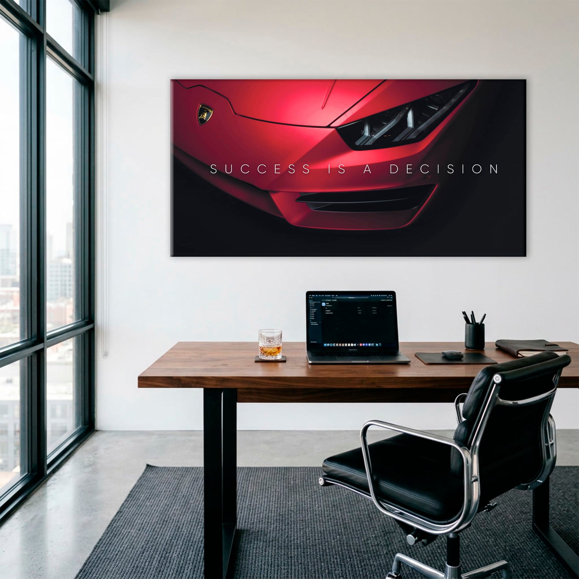 Lamborghini Red Wall Art | Automotive Decor |Motivational Canvas Print Cars