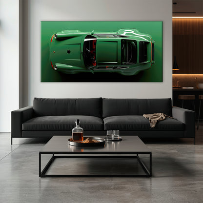 Porsche 911 Emerald Axis Wall Art – Green Sports Car Canvas Print