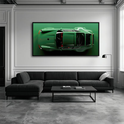 Porsche 911 Emerald Axis Wall Art – Green Sports Car Canvas Print